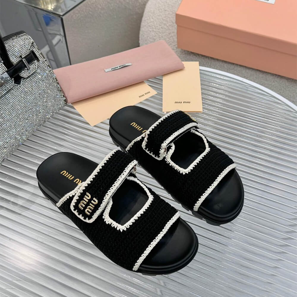 MiuMiu Crochet knit slides