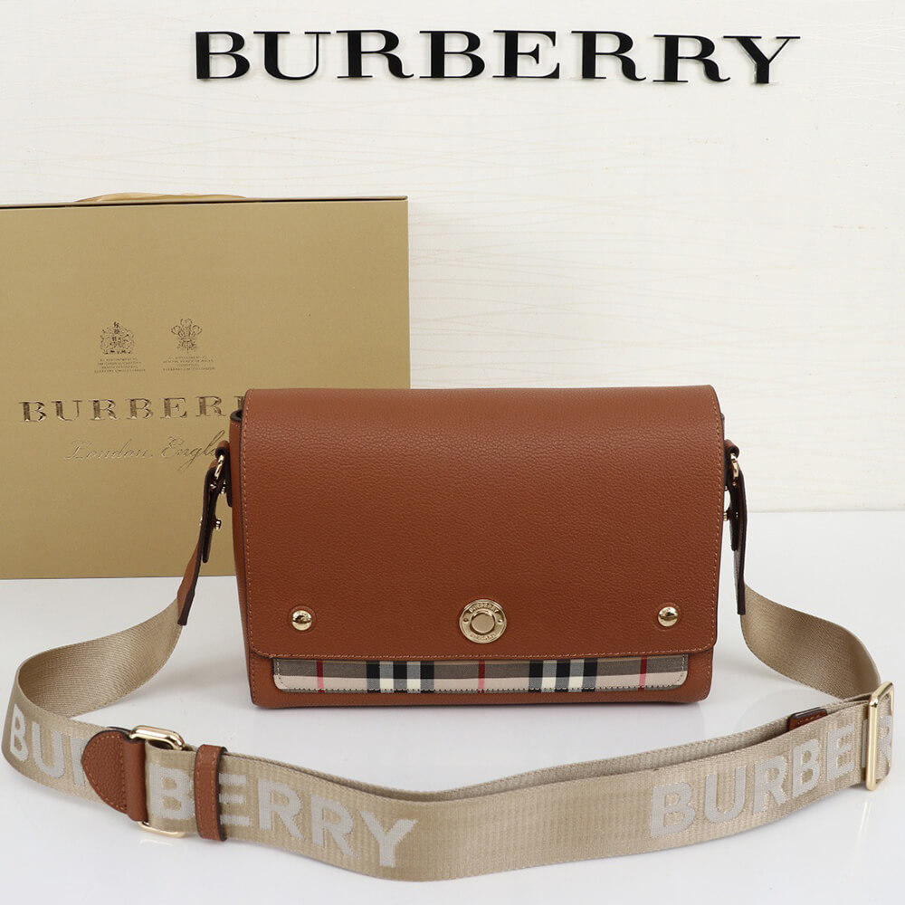 Burberry Vintage Check and Leather Note Crossbody Bag