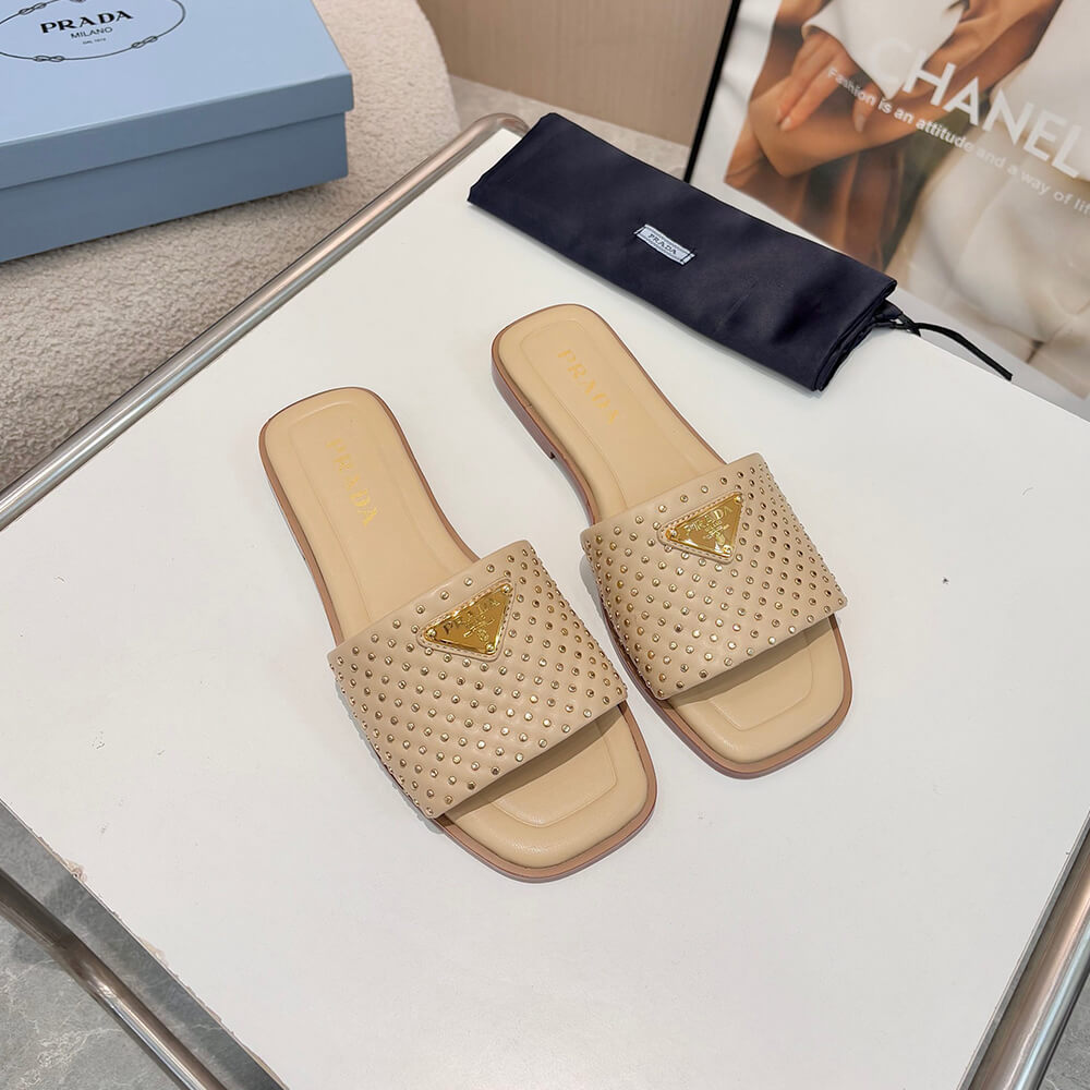 Prada Nappa leather slides with studs
