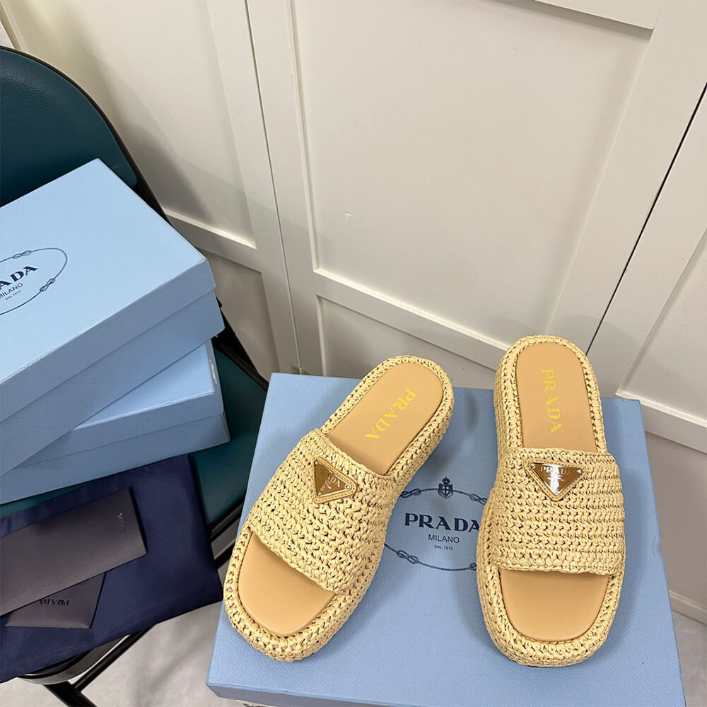 PRADA Crochet flatform slides